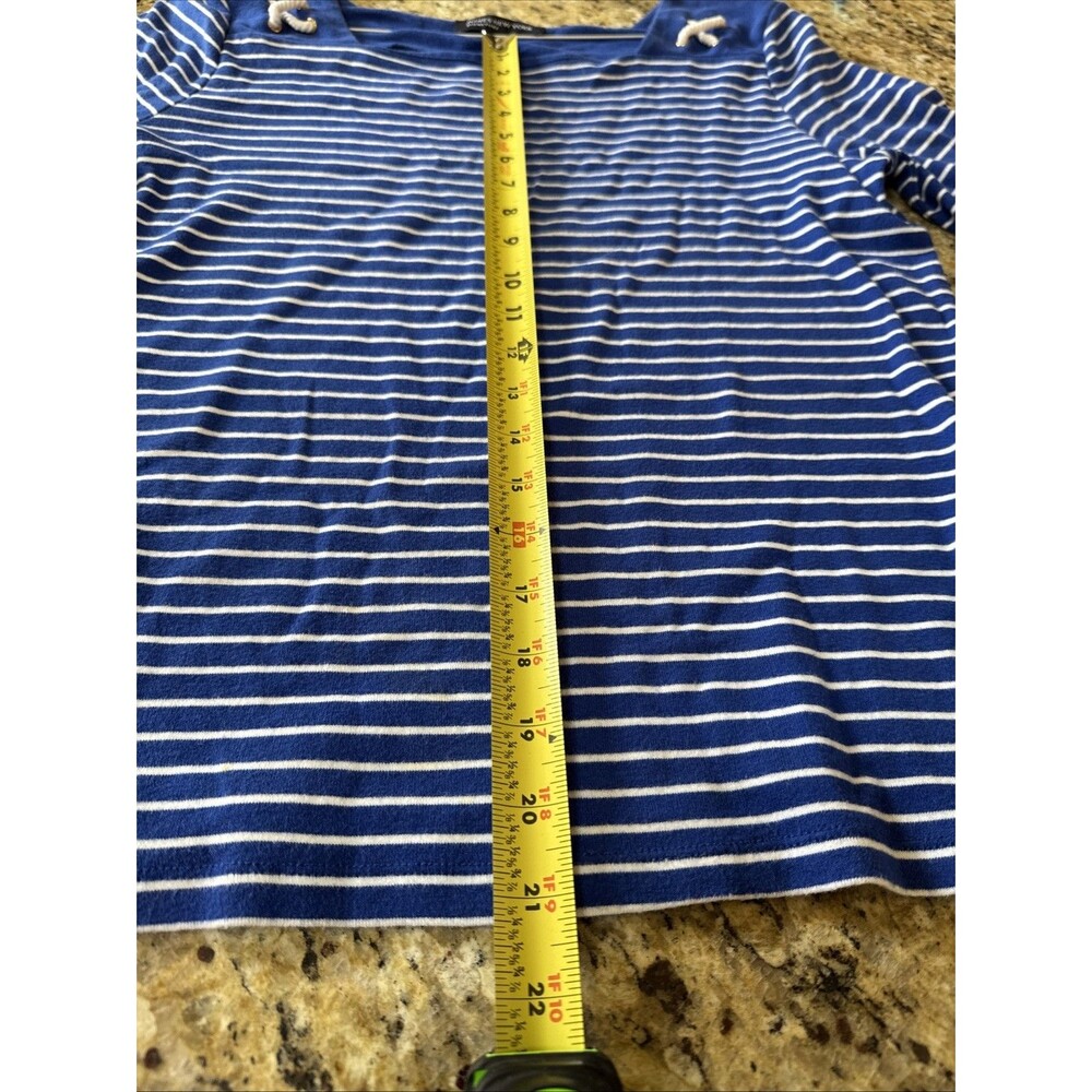 Jones New York Women's Short Sleeve Blue & White Striped Top XL - Picture 7 of 8